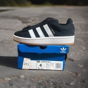 Size 4 Youth- adidas Campus 00s Low Black White Gum No Box